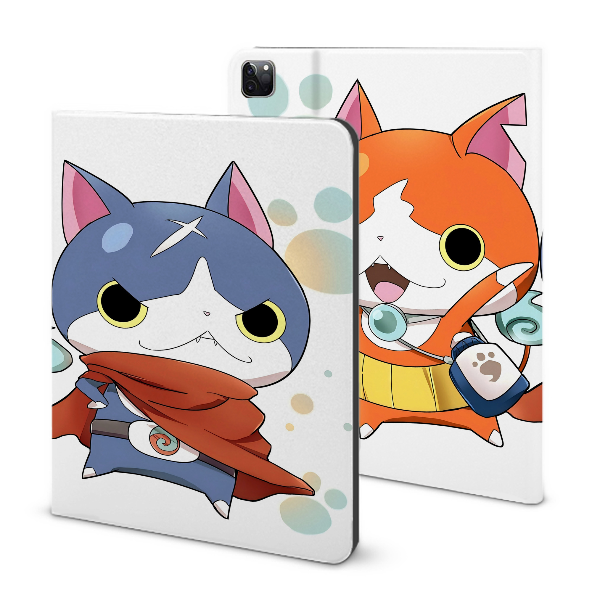 （画像用） 妖怪ウォッチ Yo-kai Watch IPad ケース ブック型 PUレザー TPU 耐衝撃 軽量 薄型 ペン収納なし 全面保護 IPad 各モデル対応
